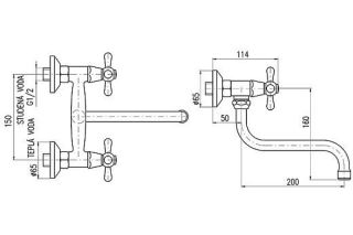 Смеситель для кухни Rav Slezak Morava Retro MK301.5/21CMATZ черный золото